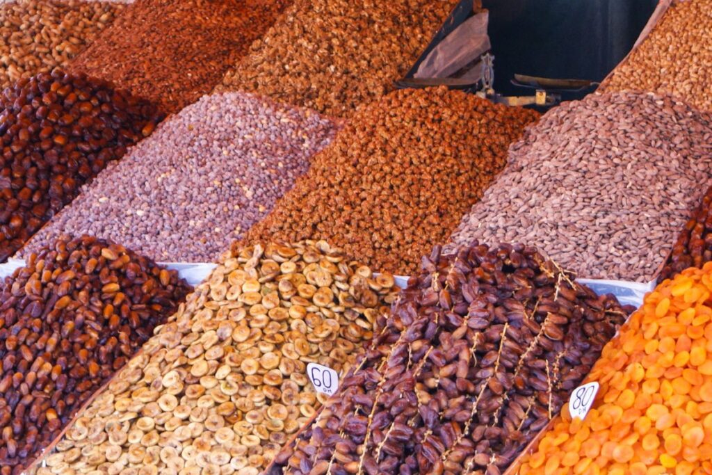 Dry fruits in a Moroccan market